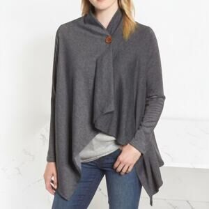 Bobeau Women's Wrap Cardigan Grey One Button Cardigan Sz M